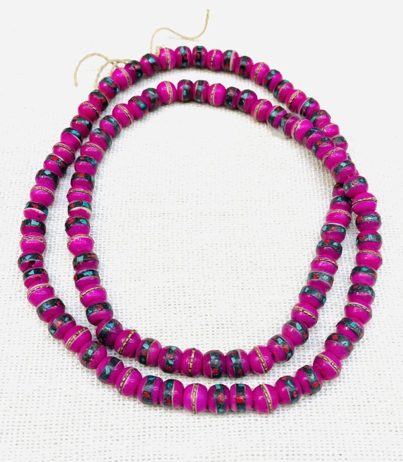 Nepal Inlay Bone beads / 108beads necklace /Handmade beads - Image 8