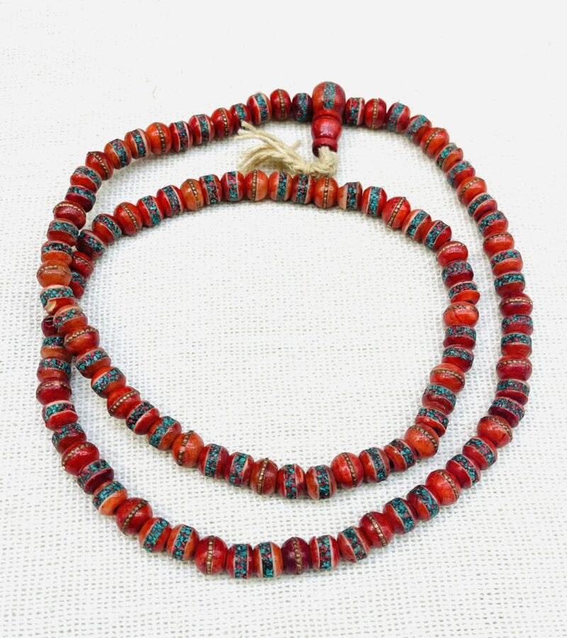 Nepal Inlay Bone beads / 108beads necklace /Handmade beads - Image 4