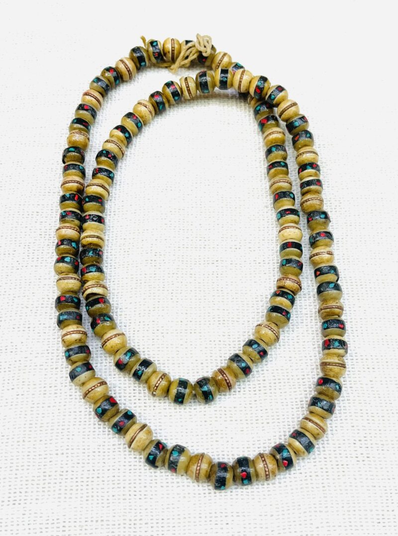 Nepal Inlay Bone beads / 108beads necklace /Handmade beads - Image 3
