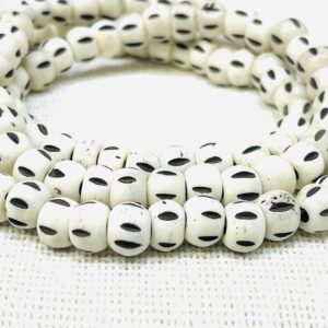 Carved bone mala / 8mm round white necklace