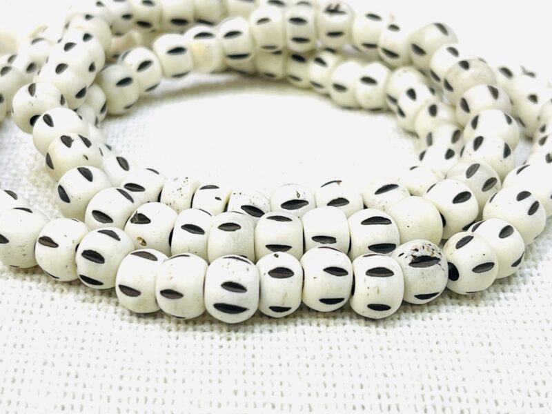 Carved bone mala / 8mm round white necklace