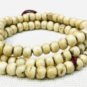Vintage yak bone mala /8mm beads necklace white