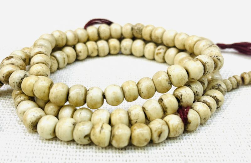 Vintage yak bone mala /8mm beads necklace white