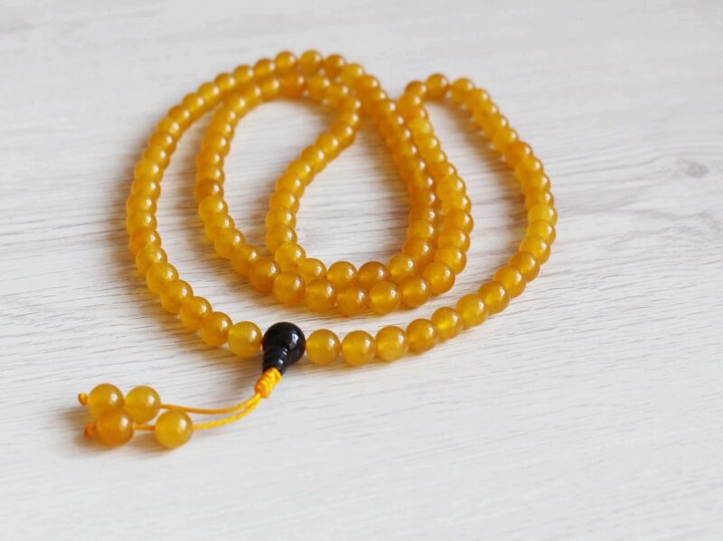 Yellow Onyx Crystal Mala /Necklace Nepal /Handmade prayer mala 108 beads - Image 4