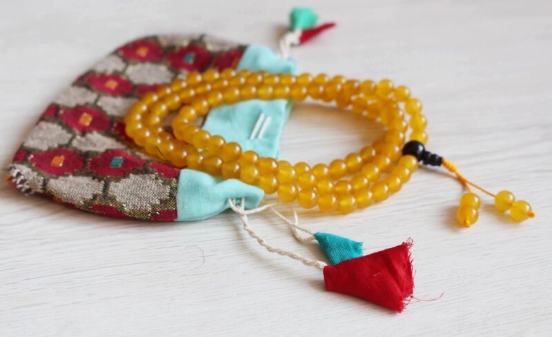 Yellow Onyx Crystal Mala /Necklace Nepal /Handmade prayer mala 108 beads - Image 3