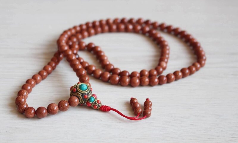 Sunstone Mala Necklace/prayer beads 108 Nepal/Tibetan Beads Stone