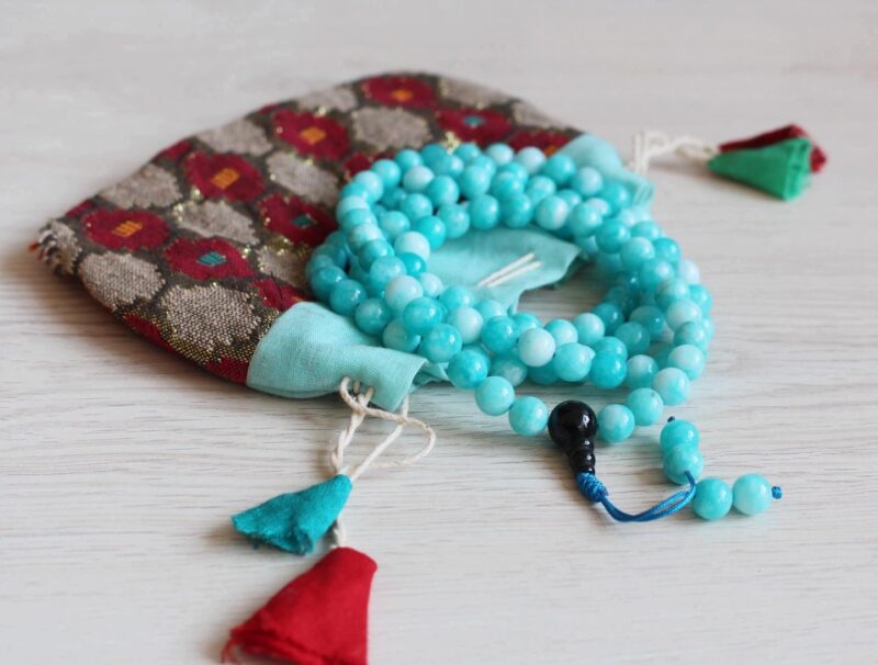 Aquamarine gemstone /necklace Nepal/prayer beads 108 - Image 4