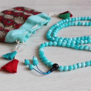 Aquamarine gemstone /necklace Nepal/prayer beads 108