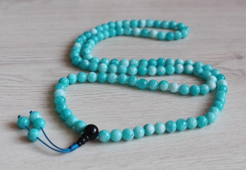 Aquamarine gemstone /necklace Nepal/prayer beads 108 - Image 3