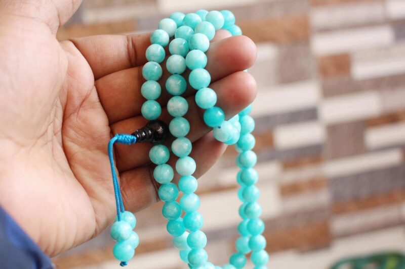 Aquamarine gemstone /necklace Nepal/prayer beads 108 - Image 2